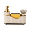 Vixra Luxury Kitchen Sink Caddy - Soap Dispenser & Sponge Holder Set (Beige & Gold)