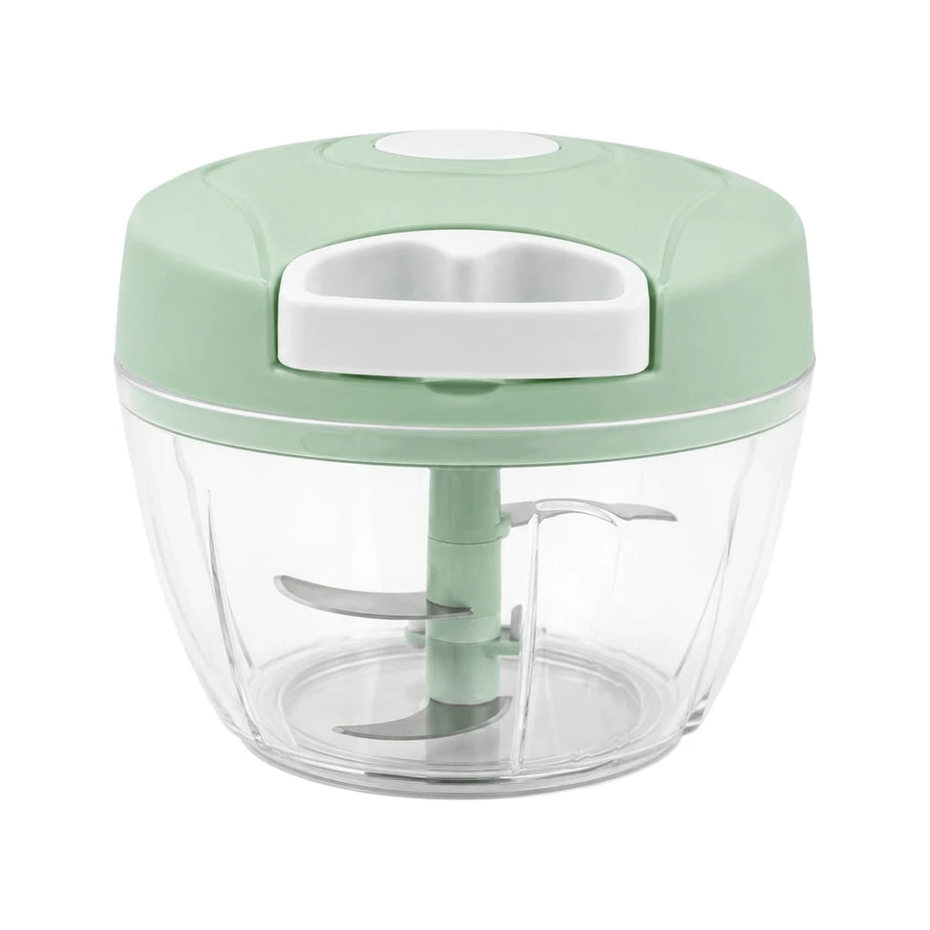 Vixra Manual Hand-Pull Vegetable Chopper - 4-Blade Food Processor (Pastel Green)