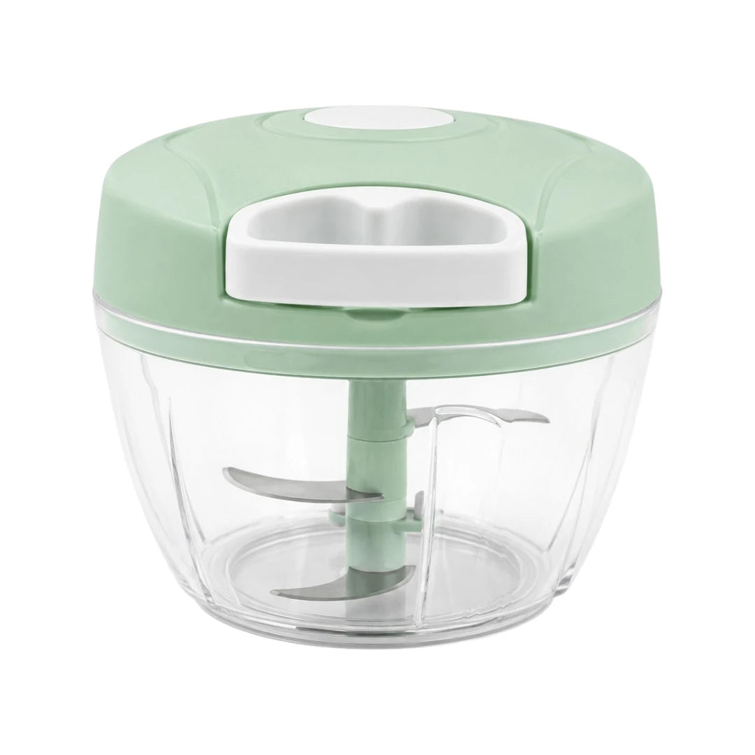 Vixra Manual Hand-Pull Vegetable Chopper - 4-Blade Food Processor (Pastel Green)