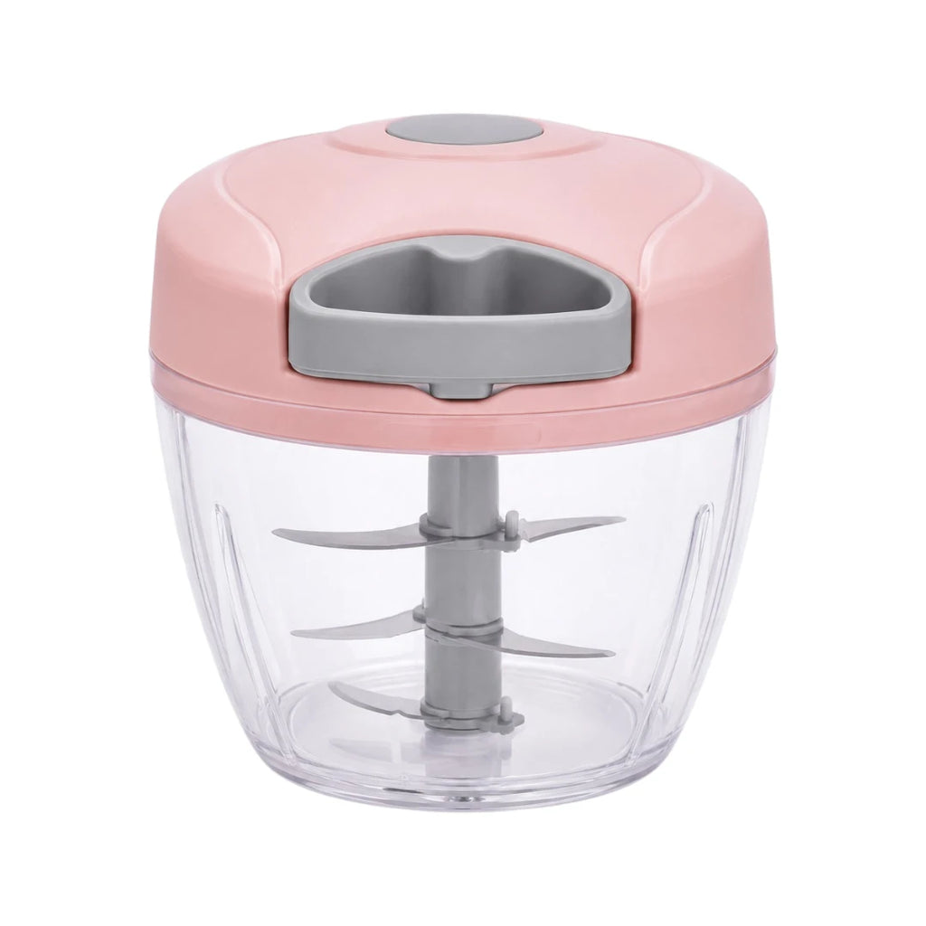 Vixra Manual Hand-Pull Vegetable Chopper - 4-Blade Food Processor (Pink)