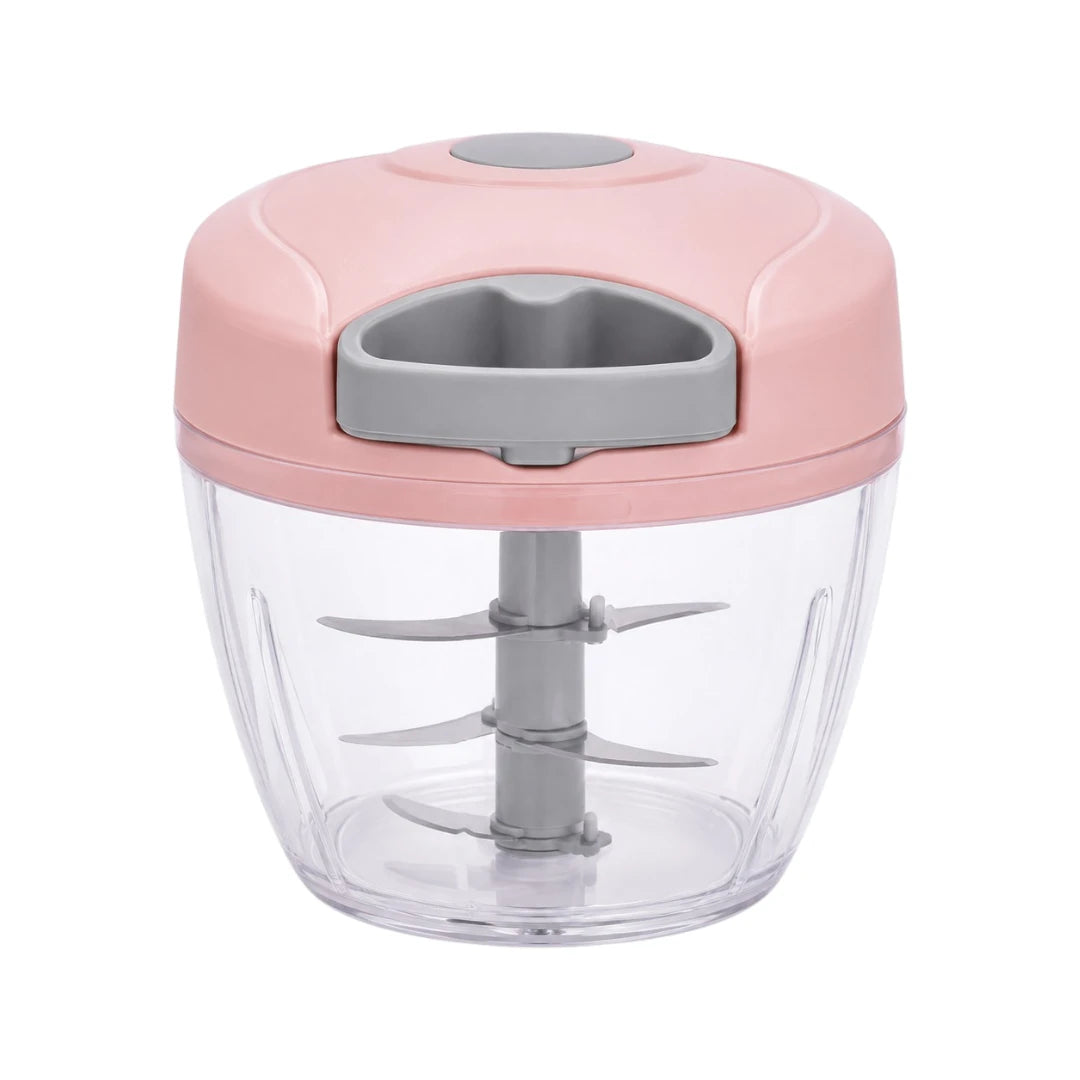 Vixra Manual Hand-Pull Vegetable Chopper - 4-Blade Food Processor (Pink)