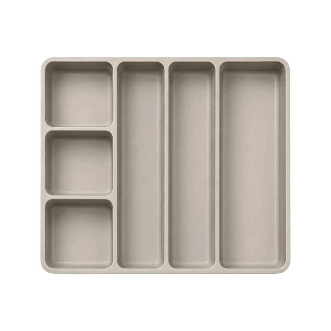 Vixra Minimalist Kitchen Drawer Organizer - 5-Compartment Cutlery Tray (Taupe)