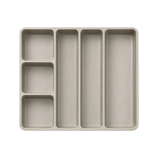 Vixra Minimalist Kitchen Drawer Organizer - 5-Compartment Cutlery Tray (Taupe)