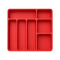 Vixra Minimalist Kitchen Drawer Organizer - Multi-Compartment Cutlery Tray (Red)
