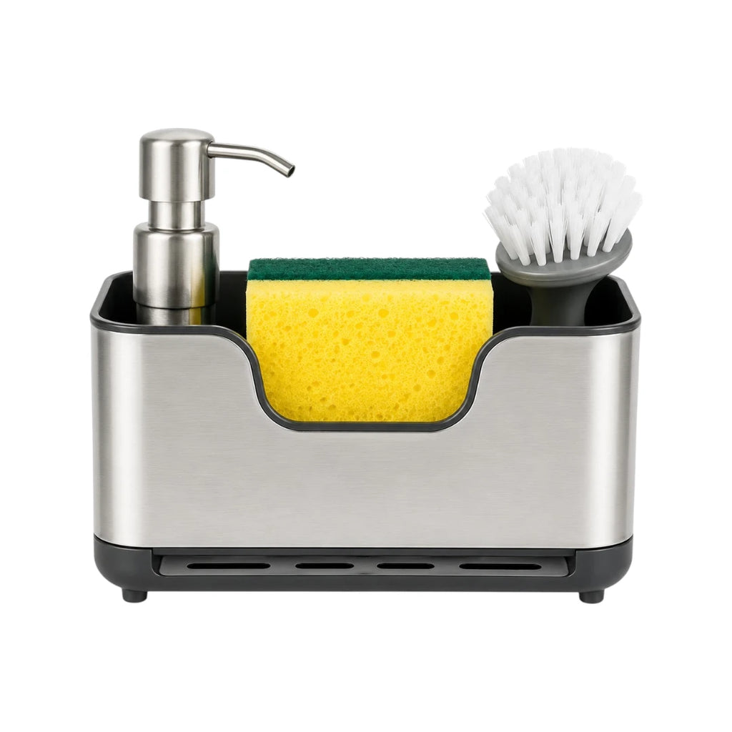Vixra Stainless Steel Kitchen Sink Caddy - Sponge & Soap Dispenser Holder